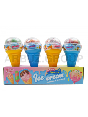 СТАКАНЧИК КОПИЛКА СВЕТЯЩИЙСЯ С КАРАМЕЛЬЮ НА ПАЛОЧКЕ И ИГРУШКОЙ.