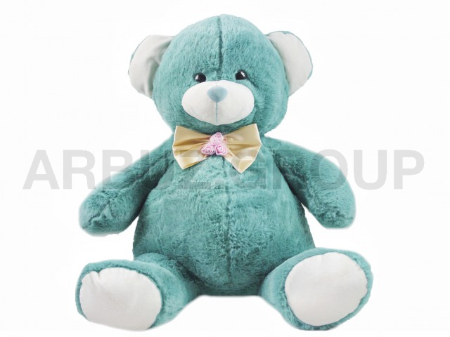 МИШКА БИРЮЗОВЫЙ С АТЛАСНЫМ БАНТОМ