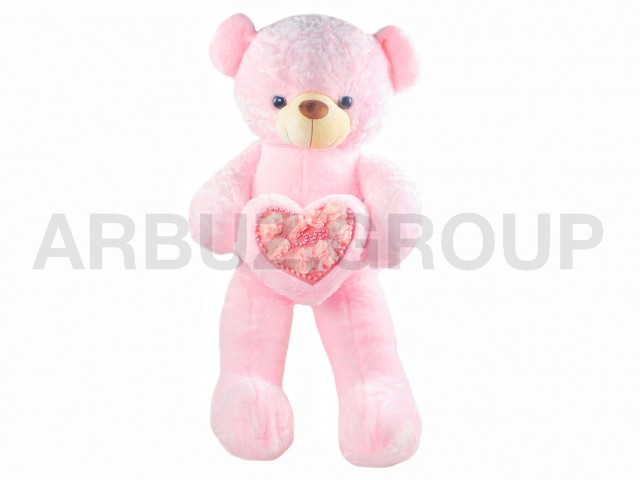 МИШУТКА РОЗОВЫЙ С АЖУРНЫМ СЕРДЦЕМ