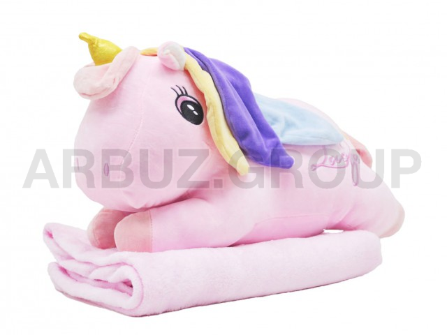 ЕДИНОРОЖКА РОЗОВЫЙ С ПЛЕДОМ